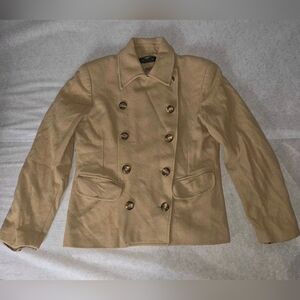 Wool Jacket Women’s Sz 6 Rafaella  Blazer Coat Tan  Double Breasted Sweater